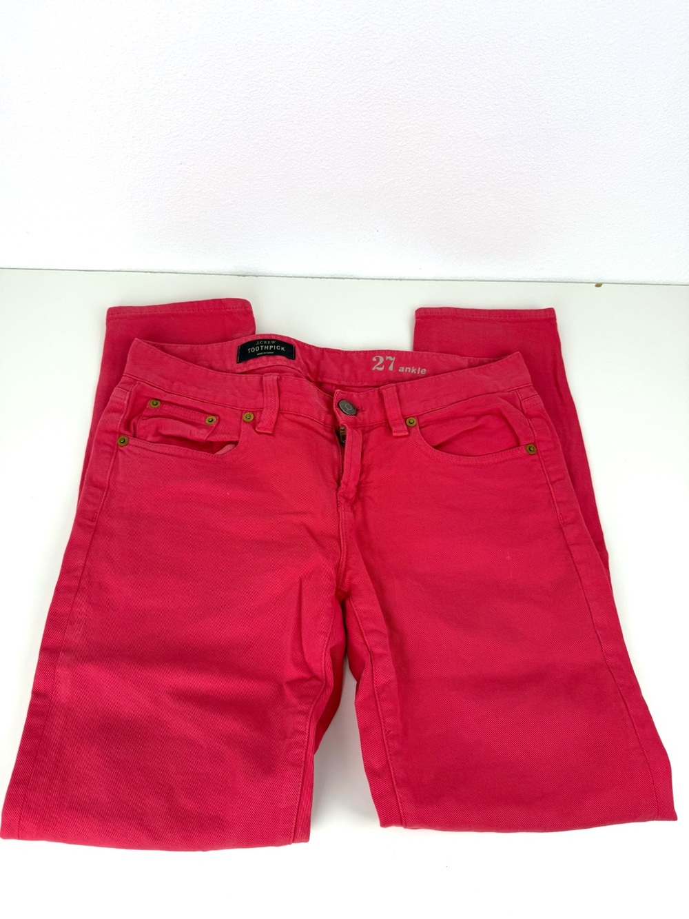 J Crew Toothpick Red Ankle Jeans 27